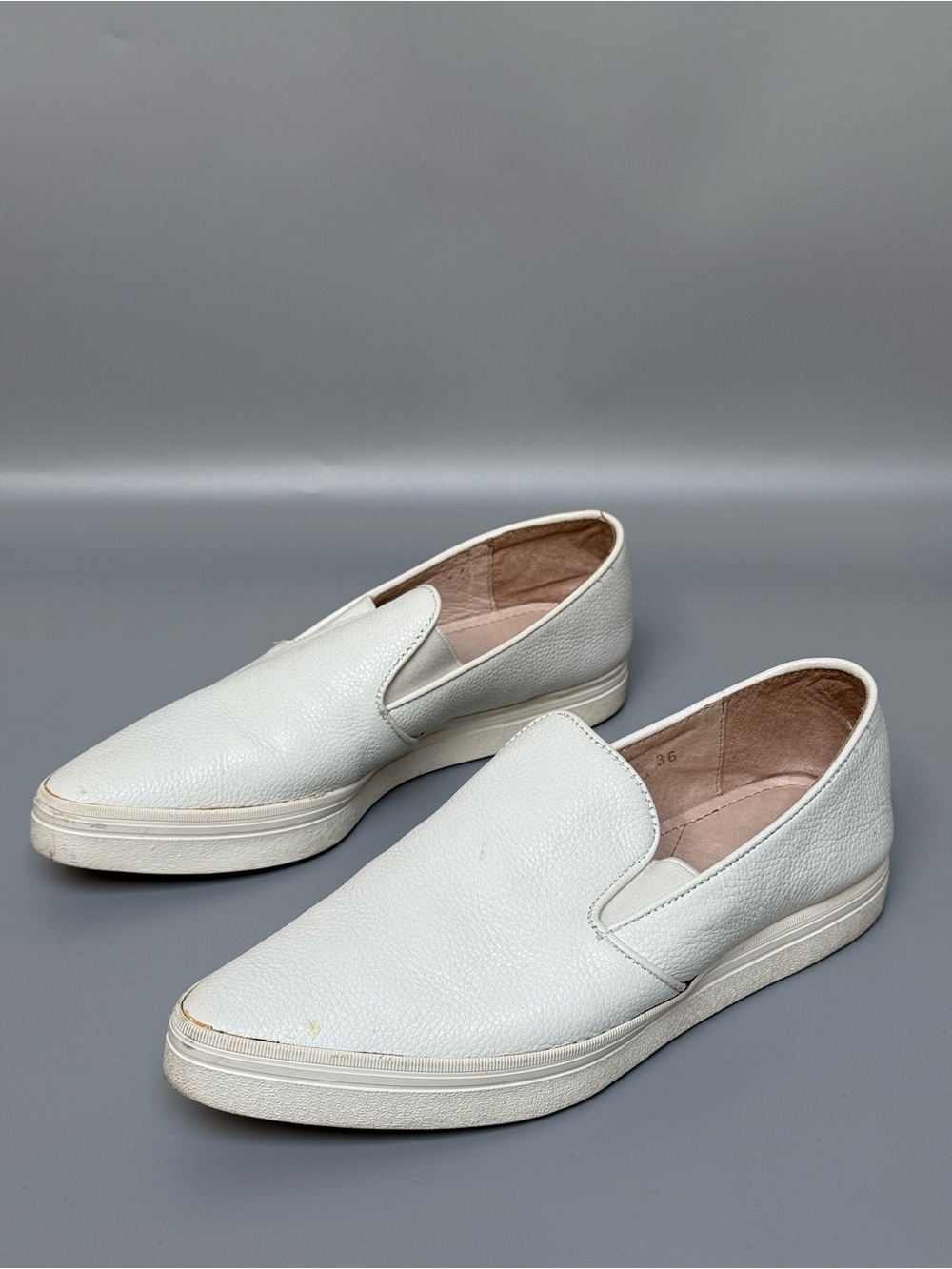 ALL BLACK PT Sneaker White Leather Slip On Shoes EU 36 US 6
